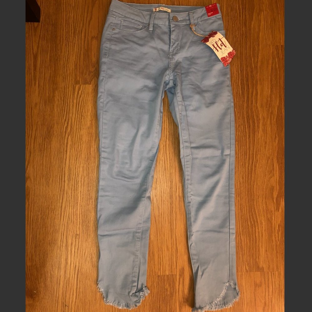 RedHotJeans Frayed Hem Skinny Blue Jeans